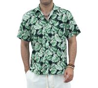 Enlision Camicia Hawaiana Uomo Estiva Manica Corta Fantasia Hawaiane Floreale Camicia Jungle Uomo Estiva con Tasca Frontale da Estate Vacanza Festival Verde L
