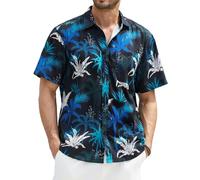 Enlision Camicia Hawaiana Uomo Estive Maniche Corte Camicie Hawaiane Floreale Jungle Uomo Estate Camicia Uomo da Spiaggia Mare Vacanza Nero M
