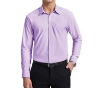 Enlision Camicia No Stiro Uomo Manica Lunga Lilla Elasticizzata Camicia Che Non Si Stropiccia Uomo Elegante Classiche Taglio Regolare Business Ufficio Formale Funerale con Bottoni e Tasca S