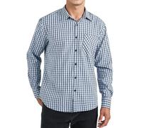 Enlision Camicia Quadri Uomo a Manica Lunga Casual Elegante Felpata Scozzese Camicie Blu Navy e Bianco con Tasche Bottoni da Uomo Regular Fit S