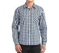 Enlision Camicia Uomo a Quadri Manica Lunga Casual Elegante Felpata Scozzese Camicie Blu e Bianco con Tasche Bottoni da Uomo Regular Fit XXL