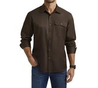 Enlision Camicie Uomo Manica Lunga Casual Marrone Camicia No Stiro Uomo Botton Down Regular Fit L