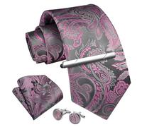 Enlision Cravatta Uomo Rosa Cravatta Seta Cravatte Fazzoletto Set Cravatte