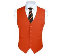 Enlision Gilet da uomo formale per la festa nuziale Gilet da smoking tinta unita Gilet da lavoro arancione 2XL
