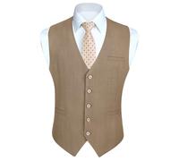 Enlision Gilet da uomo formale per la festa nuziale Gilet da smoking tinta unita Gilet da lavoro marrone 2XL