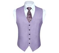 Enlision Gilet da uomo formale tinta unita, gilet da matrimonio con taschino, gilet da smoking, gilet da business con tasche XS-4XL, XL
