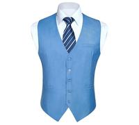 Enlision Gilet da uomo Gilet formale da uomo nel Regno Unito Gilet da abito in tinta unita per feste di matrimonio Blu XS