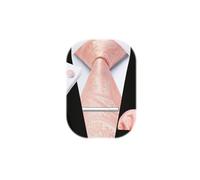 Enlision - Set di cravatte da 8,6 cm con motivo paisley, per uomo, formale, per matrimonio, classico, floreale, in jacquard, con fazzoletto da taschino e gemelli, con clip per cravatta, rosa chiaro