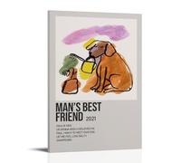 ENLLVKCBR Poster decorativo da parete su tela, con stampa artistica e scritta "Man's Best Friend", poster decorativo moderno per la camera da letto, 50 x 75 cm