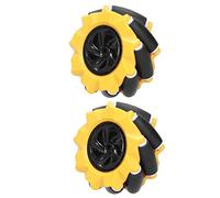 Enlybee Mecanum Wheel Omni Directional Smart Robot Car Parts Accessories DIY Toy Components 80mm with Rubber Coating for TT Motors, Yellow Black Design, 99.9% Quality Pass Rate (1 Pair)