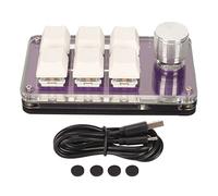 Enlybee Mini tastiera a 6 tasti con manopola girevole, interruttore blu retroilluminato RGB, connessione cablata, programmabile fai da te, con una sola mano, per ufficio, giochi, produzione musicale