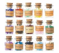 EnMart 15 Bottles Crystal Chips, Gemstones Small Crystals Bottle, Healing Crystals Bottles, Gemstone Wishing Bottles Stones Set for Balancing Meditation DIY Jewelry Home Decoration