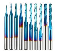 enmitsu - Fresa a spirale a 2 taglienti, a forma di sfera, a spirale, con gambo da 0,8 mm a 2,5 mm, diametro di taglio CNC, per lavorazione del legno, acrilico, MDF, PVC, BN10A