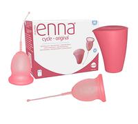 Enna Cycle "M"- 2 COPPETTA Mestruale + CONTENITORE per la STERILIZZAZIONE /FDA Approvata /3 TAGLIE / SILICONE di grado MEDICALE