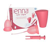 Enna Cycle "S" - APPLICATORE + 2 COPPETTA Mestruale + CONTENITORE per la STERILIZZAZIONE / FDA Approvata /3 TAGLIE / SILICONE di grado MEDICALE