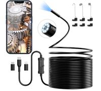 ENNOVOR Endoscopio per Smartphone, 1920P HD Telecamera Endoscopia, IP67 Sonda Impermeabile, Endoscopio con 8 LED, Telecamera Ispezione Tubi con Cavo Semirigido da 10 m, Android iOS - Camera senza WiFi