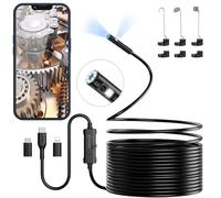 ENNOVOR Endoscopio per Smartphone, Telecamera Endoscopio a Doppia Testa HD 1920P, Sonda Impermeabile IP67 con 8+1 LED, Telecamera Endoscopica con Cavo Semirigido da 5 m, per Android e iOS - senza WiFi