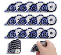 Ennoxwi Set di 12 rulli correttivi, 0,5 cm x 8 m, correttore topo e rullo adesivo con cappuccio protettivo, nastri di correzione blu per scuola, bianco e cancelleria