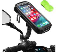 ENOENO Supporto Moto Smartphone Impermeabile 360 Gradi Supporto Cellulare Moto con Copertura per Pioggia Porta Cellulare Moto Retrovisore Specchio Fino a 6,7"
