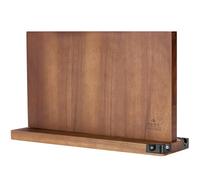 ENOKING Grand Ceppo Coltelli da Cucina Vuoto, Porta Coltelli Cucina Doppio Lato Magnetico, Ceppo Coltelli Vuoto con Affilacoltelli, Premium Portacoltelli da Cucina Magnetico Senza Coltelli - Acacia