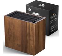 ENOKING Porta Coltelli Cucina in Legno di Acacia, Portacoltelli da Cucina Universale Con coperchio in Plastica, Ceppo Coltelli Vuoto di Alta Qualità per Coltelli/Bastoncini per Affilare