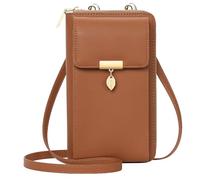ENONEO Borsa a Tracolla per Cellulare Portafoglio Donna PU Pelle con 12 Slot per Carte e Scomparti Borsa Porta Cellulare Tracolla Piccola con Portamonete Cerniera e Cinghia a Mano (Marrone)
