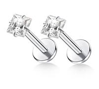 ENONTY 16G 18G 20G G23 titanio Push in Labret Monroe Stud Threadless Lip Nose Stud cartilagine Medusa Conch Helix lobo Trago Orecchini, Small, Titanio, Zirconia cubica