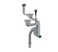 enoova m10 set scarico per lavello da cucina in acciaio inox con una vasca e vaschetta secondaria, incluso controllo remoto dello scarico, EV1002, m10 acciaio inox satinato lucido [Lavelli da Cucina >