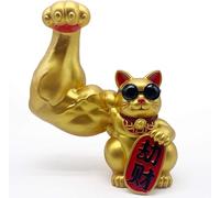 Enorme Braccio Agitando Gatto Maneki Neko, Vigorosamente Muscolo Braccio Fortunato Gatto, Accogliente Amore Gatto, Bella Decorazione Auto Home Office Decoratio Regalo, Piccoli Orna, Golden, 23CM