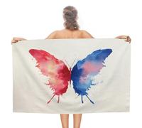 Enorme Farfalla con Ali Aperte Rosso Blu Telo Mare in Microfibra Senza Sabbia Grandi Asciugamani Doccia Multiuso Assorbente per Bagno Piscina 130x80
