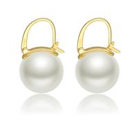 ENORME POMODORO Orecchini pendenti con perle bianche Akoya 14mm Eleganti orecchini con perle grandi Argento sterling 925 Chiusura placcata oro 14