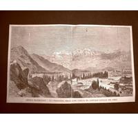 Enorme veduta La Cordigliera delle Ande del 1866 Panorama da Santiago del Cile