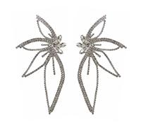Enormi orecchini a perno a forma di farfalla, stile bohémien, vintage, con strass, con ali d'angelo, orecchini a perno a forma di foglia, gioielli da sposa, regali per le donne, Metallo, Strass
