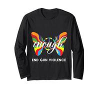 Enough End Gun Violence Farfalla Peace Sign Gun Enough Tee Maglia a Manica