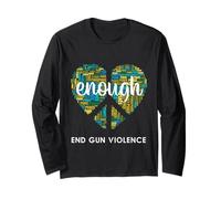Enough End Gun Violence Indossa Il Cartello Arancione della Pace con Il Cuore Maglia a Manica
