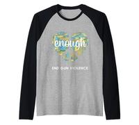 Enough End Gun Violence Indossa Il Cartello Arancione della Pace con Il Cuore Maglia con Maniche Raglan