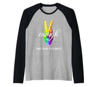 Enough End Gun Violence Wear Mano Arancione Segno della Pace Abbastanza Maglia con Maniche Raglan