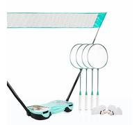 Enovi EasyGo, set da badminton con 4 racchette, rete da badminton, 4 volani, contenitore portatile