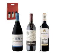 ENOVINOS Cestino Gourmet Regalo Natale Aziende, Famiglia e Amici - Scatola Vini Selezionati: Vina Tondonia, Vina Ardanza e Marchi di Riscal Riserva