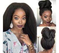 Enoya Parrucche frontali in pizzo 360 capelli umani pre-pizzicati, senza colla, densità 200, per donne nere con attaccatura dei capelli naturale (parrucca frontale in pizzo 360, 40,6 cm)