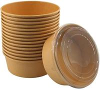 Enpack - Ciotola da 1300 ml per alimenti in carta kraft con coperchio RPET - Ciotola per insalata in cartone usa e getta con rivestimento interno PLA - Ciotola biologica (100)