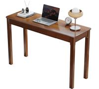 ENPKLUTE Scrivania in legno massello con cassetti, scrivanie strette vintage da 119 x 40 cm, scrivanie moderne di metà secolo, tavolo da studio in legno di gomma, piccola scrivania per camera da letto