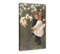 ENQIAOZHANG Quadro A Olio su Tela 30x50cm John Singer Sargent John Singer Sargent Giardino Studio dei Vickers Bambini Sport Poster Soggiorno Camera da letto Pittura Opera d'arte Senza Cornice