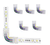 ENQIMAOYI 5PCS 6 Pins L Shape Solderless Connector LED Strip Light, RGBWW 12MM Right Angle Corner Solderless Connection for SMD 5050 RGBCCT LED Strip