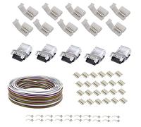 ENQIMAOYI 6 pin 12 mm RGBWW 16,4 FT5M cavo di prolunga per RGBCCT 5050 3528 luce flessibile a LED che cambia colore con 10 connettori Gapless, 20 clip a striscia LED, 20 connettori