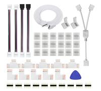 ENQIMAOYI Connettori RGBW a 5 pin da 12 mm,Connettore a striscia luminosa a LED include connettori senza saldatura Gapless Connettore PCB L/T,Cavo di estensione 9,8FT,Splitter a 2 vie,Ponticelli da