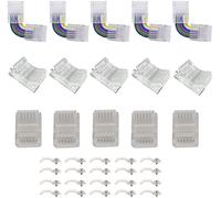 ENQIMAOYI, Kit di connettori a striscia LED a 6 pin include 5 connettori da striscia a LED, 5 connettori da striscia, 5 connettori a forma di L, 20 clip di montaggio per strisce LED SMD 5050 RGBCCT