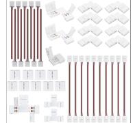 ENQIMAOYI Kit di connettori per strisce LED a 2 pin, 10 mm, con connettori senza fessure, forma L/T, senza saldatura, per interni, 3528/2835, strisce monocolore (10 mm, 2 pin)