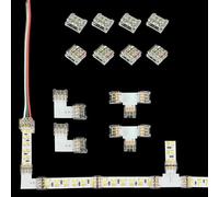 ENQIMAOYI Kit di connettori SMD a 3 pin da 10 mm, 4 connettori trasparenti da striscia a striscia, 4 connettori da filo a scheda, 2 connettori angolari a L, 2 connettori a forma di T
