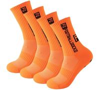 Enreluya Calze Antiscivolo Calcio (2 Paia),Dimensione 40-46 calzini da calcio per uomo e donna, Traspirante ed Elastico, comfort ottimale, Arancione